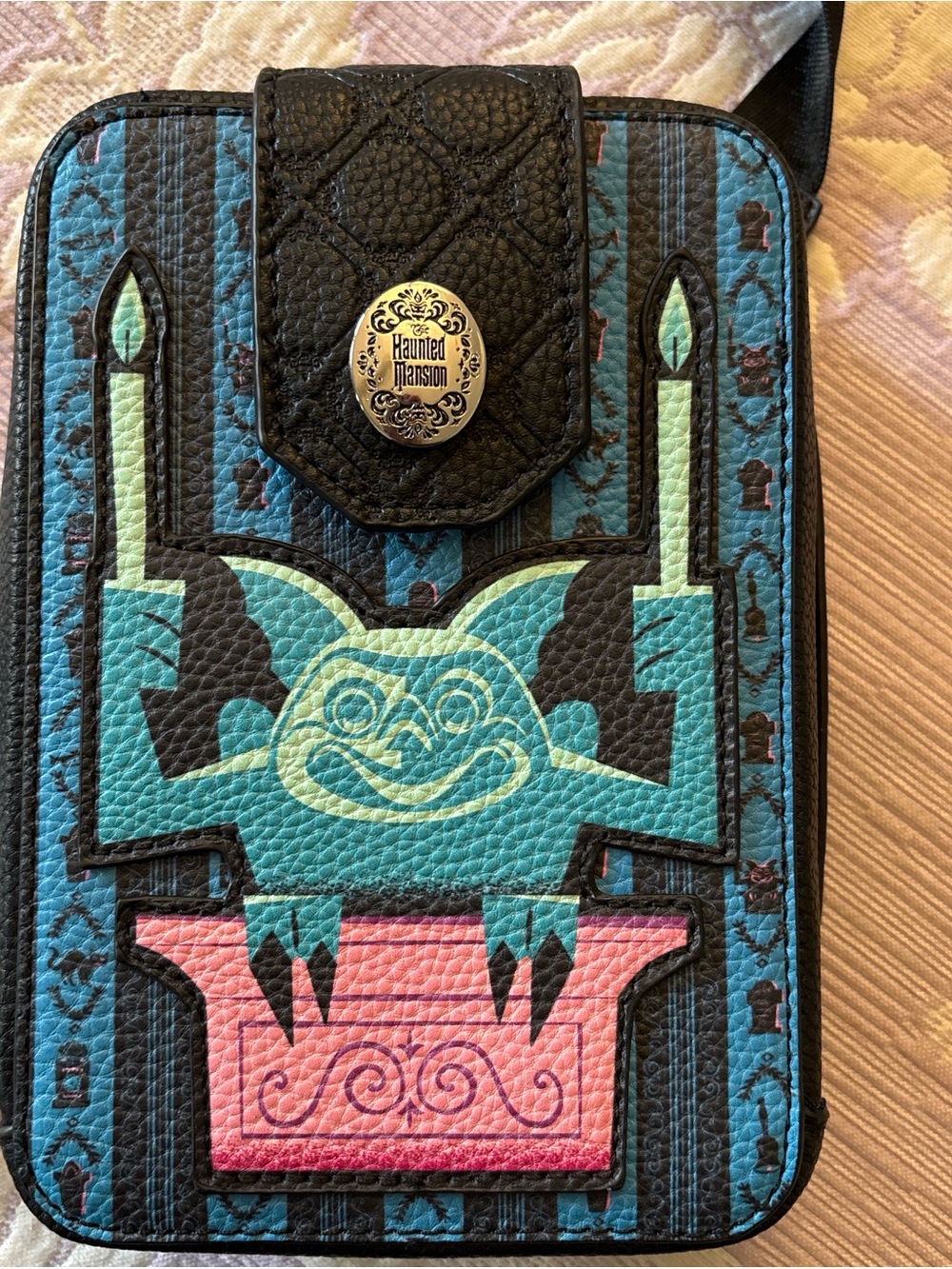 Disney Haunted Mansion Teal Pink Black Crossbody Phone Bag